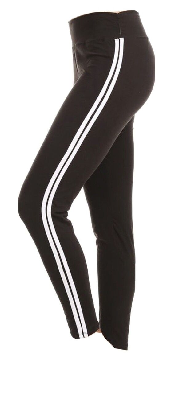 Yoga Stripes Black On White. Gym/workout Buttery Soft Leggings - One Size 2-12